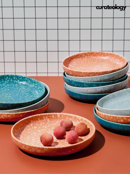Curateology Set of 4 Cloud Grey LoHo Reactive Glaze Pasta Bowls (424978) | £59