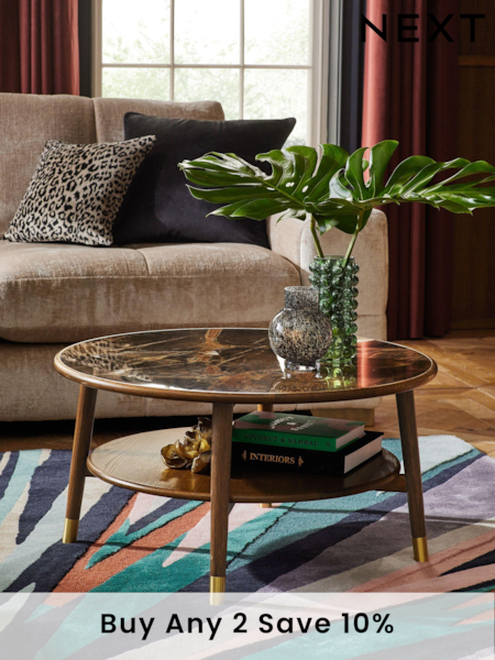 Dark Edwin Oak Veneer Ceramic Top Coffee Table (425316) | £475