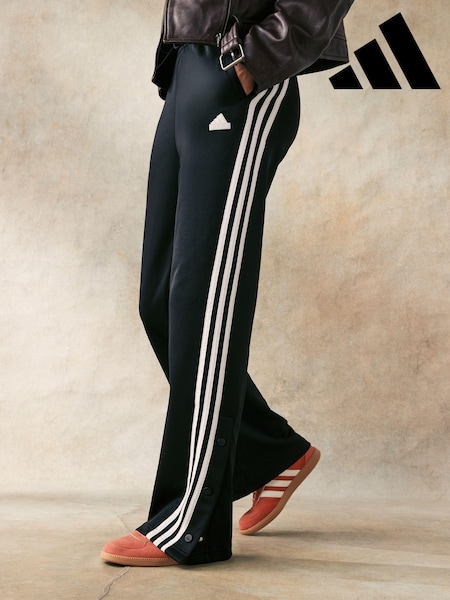 adidas Black Iconic 3 Stripe Button Joggers (425326) | £50
