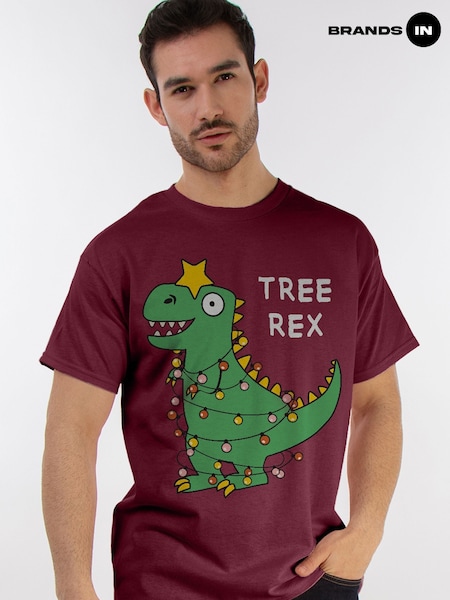 Red - Regular Brands In Christmas Tree Rex T-shirt