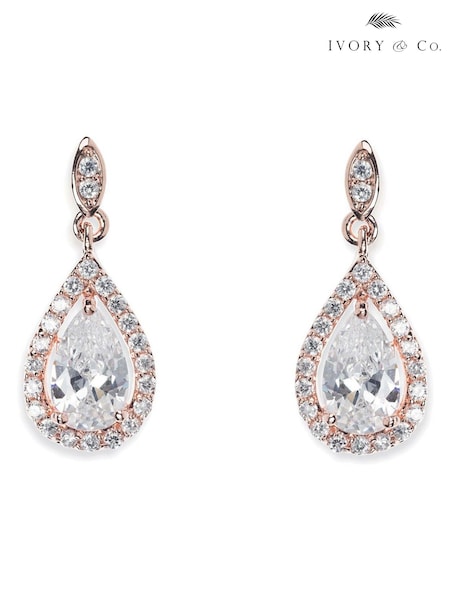 Ivory & Co Rose Gold Belmont And Crystal Teardrop Earring (426082) | £35