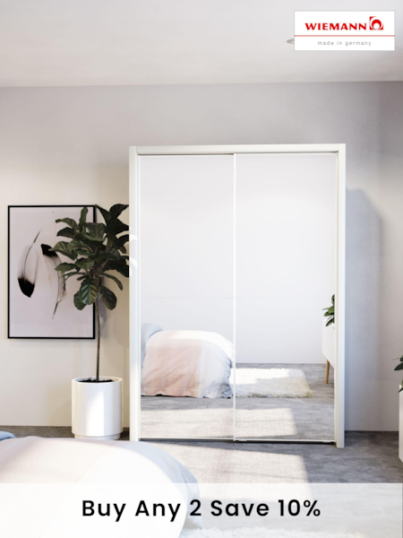 Wiemann White Peyton Mirror Sliding 1.6m Sliding Semi Fitted Wardrobe (426647) | £1,025