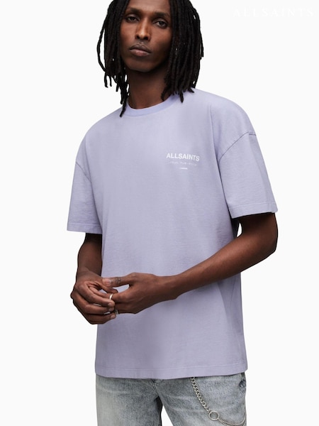 AllSaints Purple Underground Crew 100% Cotton T-Shirt (426648) | £55