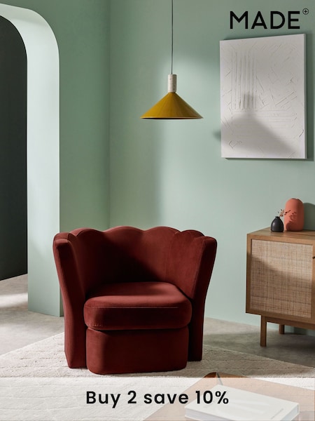 MADE.COM Rust Red Velvet Maya Accent Chair (426845) | £499