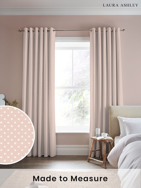 Laura Ashley Pink Louise Star Made to Measure 100% Cotton Curtains (427505) | £100