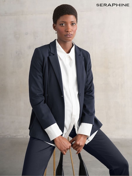Seraphine Blue Tailored Maternity Blazer With Side Ties (427726) | £149