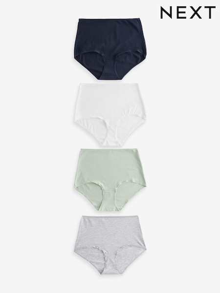 Blue/Green Marl Full Brief Cotton Rich Knickers 4 Pack (427948) | £11