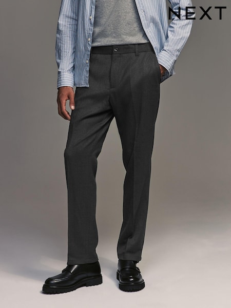 Charcoal Grey Regular Fit Smart Trousers With Wool (428464) | £49