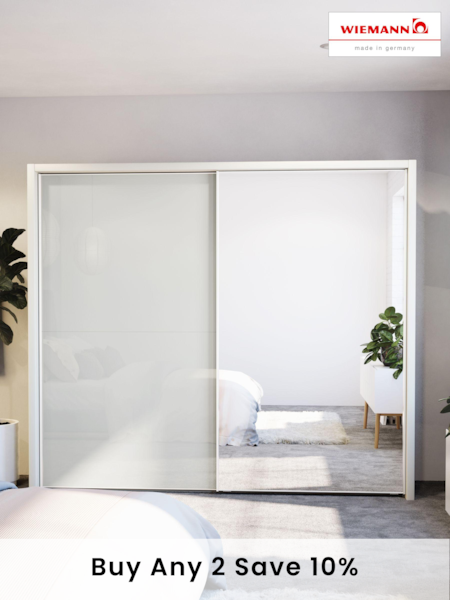 Wiemann White Peyton Glass and Mirror Sliding 2.6m Sliding Semi Fitted Wardrobe (428592) | £1,360