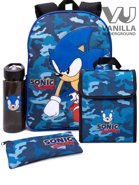 Vanilla Underground Blue Sonic Sonic the Hedgehog Boys Sonic Placement Print And Camo Print 4 Piece Back To School Set (428741) | £33