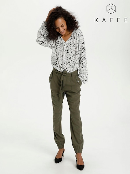 Kaffe White Debra Long Sleeve V-Neck Blouse (429558) | £35