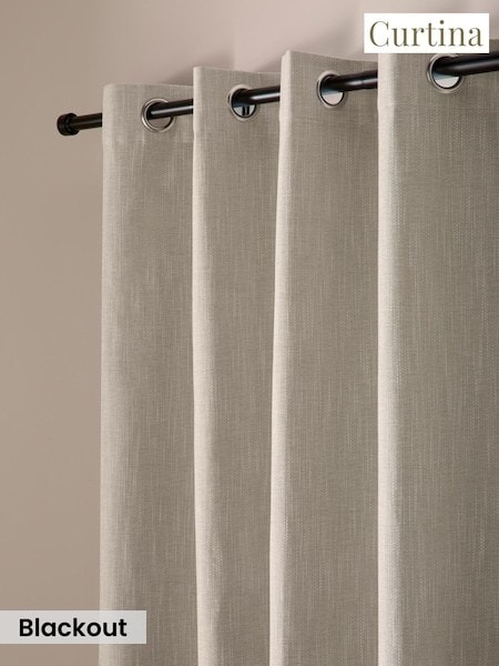 Curtina Boucle Chenille Blackout Pair Of Eyelet Curtains