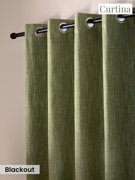 Curtina Boucle Chenille Blackout Pair Of Eyelet Curtains