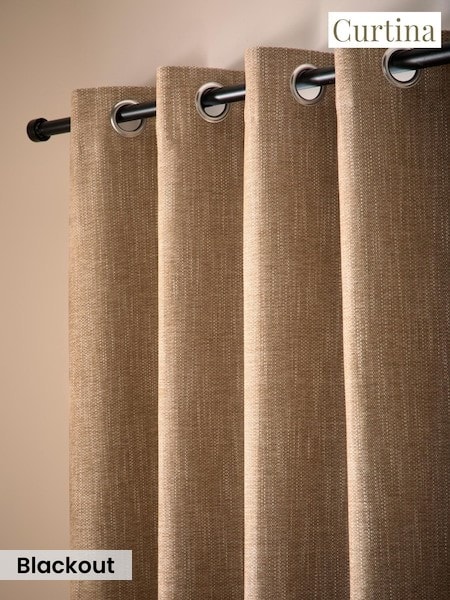 Curtina Boucle Chenille Blackout Pair Of Eyelet Curtains