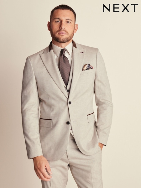 Neutral Slim Fit Herringbone Suit Jacket (430559) | £84
