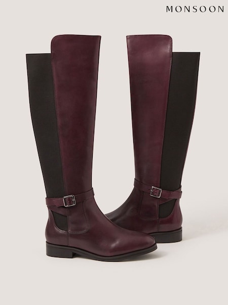 Red - Monsoon Milly Leather Knee High Boots