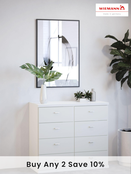 Wiemann Peyton White 8 Drawer Glass Chest (431546) | £615