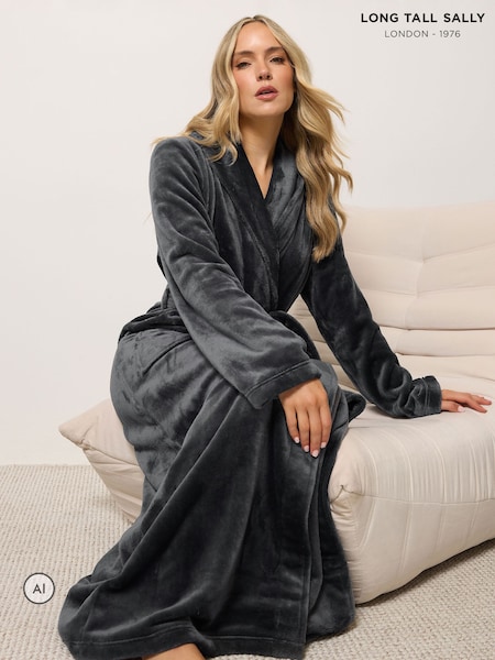Grey - Long Tall Sally Luxe Maxi Dressing Gown