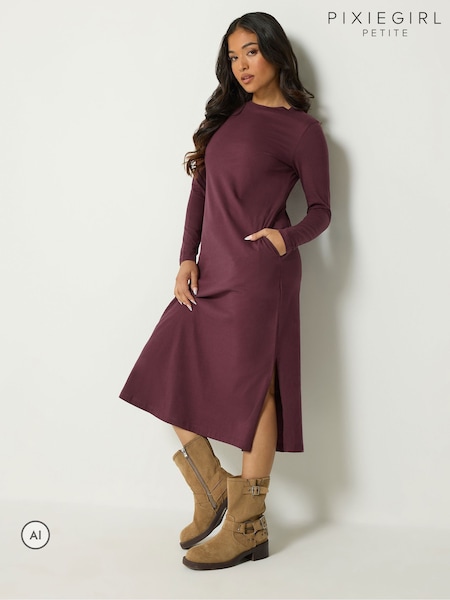 Red - Pixiegirl Petite Long Sleeve Maxi Dress