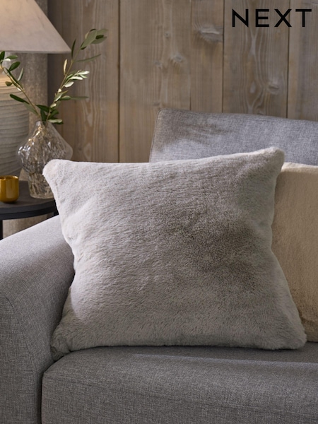Grey Soft To Touch Plush 50 x 50cm Faux Fur Cushion (432040) | £16