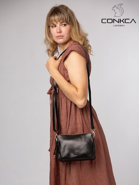 Black - Conkca 'robin' Leather Cross-body Bag