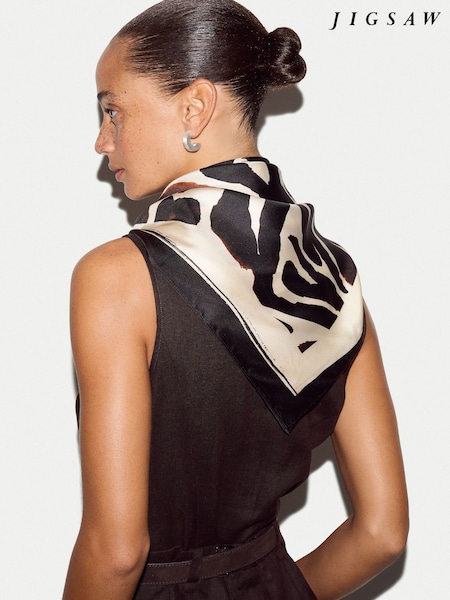 Cream - Jigsaw Zebra Silk Square Scarf