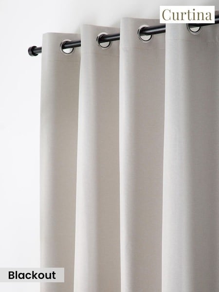 Curtina Plain Twill Blackout Pair Of Eyelet Curtains