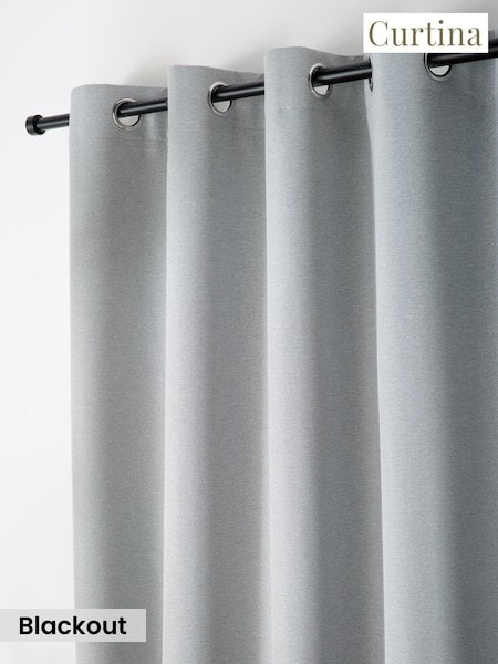 Curtina Plain Twill Blackout Pair Of Eyelet Curtains