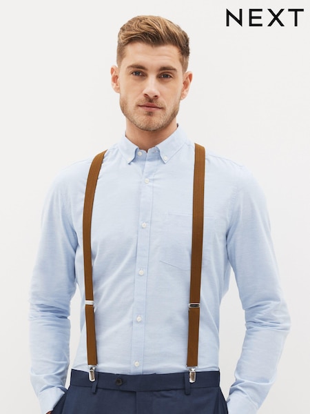 Ochre Yellow Herringbone Slim Braces (433363) | £12