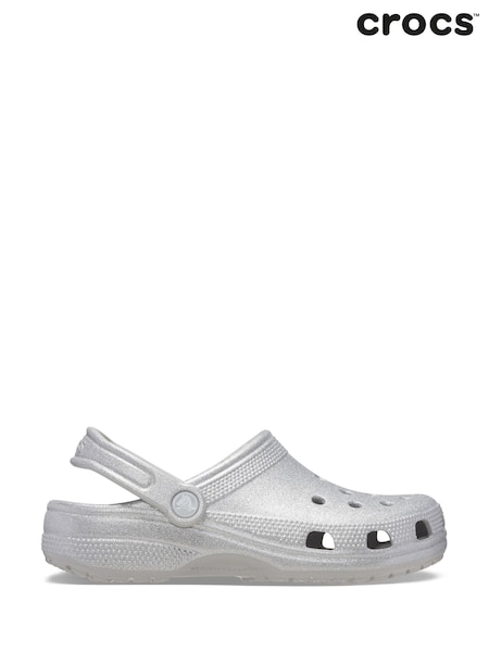 Crocs Grey Classic Glitter Clogs (433444) | £55
