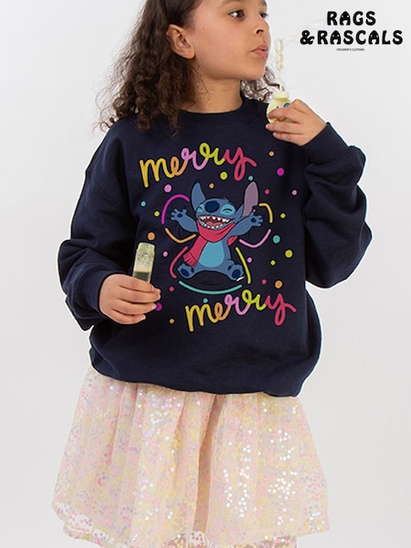 Blue - Rags & Rascals Disney Lilo & Stitch Merry Rainbow Sweatshirt