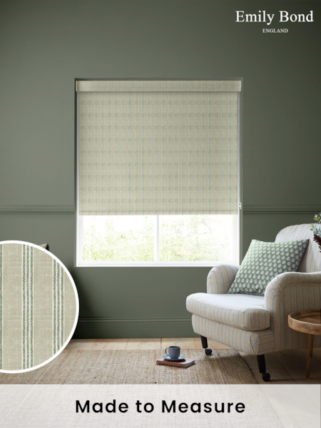 Emily Bond Sage George Stripe Made to Measure Roller Blinds (434152) | £58