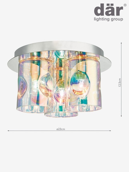 Dar Lighting Silver Inter 3 Light Flush Fitting Ceiling Light (434423) | £59