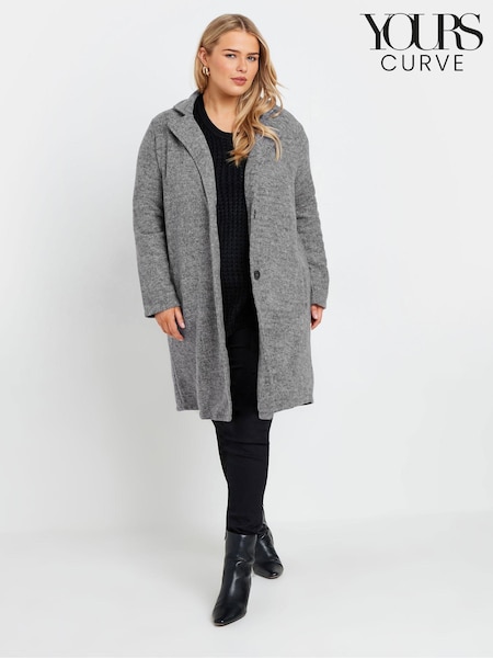 Yours Curve Grey Luxury Button Pocket Jacket (434454) | £51