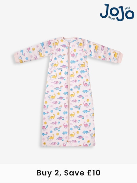 JoJo Maman Bébé Pink Dino 3.5 Tog Toddler Sleeping Bag (434740) | £42