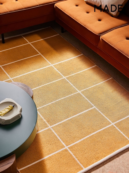 MADE.COM Ochre Yellow Elsmore Reversible Woven Cotton Rug (436203) | £120 - £300