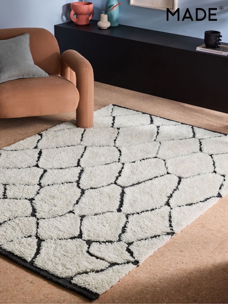 MADE.COM White Marvin Wool Berber Rug (436259) | £200 - £500