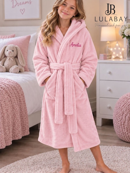 Pink - Personalised Plush Maxi Dressing Gown By Lulabay