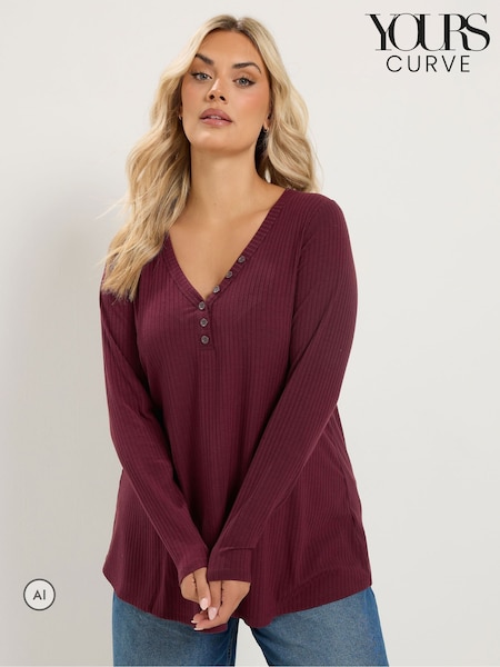 Red - Yours Curve Henley Swing Top