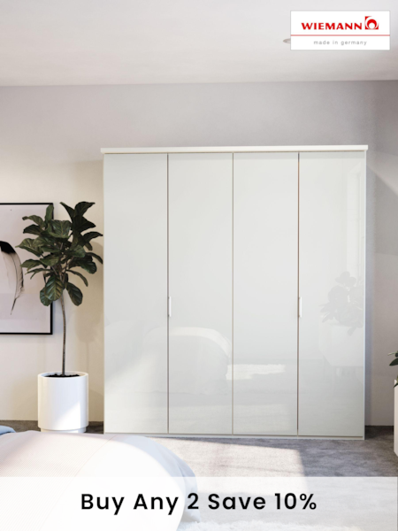 Wiemann Peyton White Glass Semi Fitted 4 Door Wardrobe (436928) | £1,010