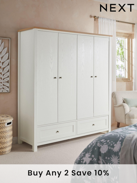 Chalk Malvern Paint Effect 4 door, 2 drawers Wardrobe (437578) | £850