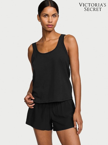 Victoria's Secret Pure Black Cotton Flowy Tank Top (437580) | £15