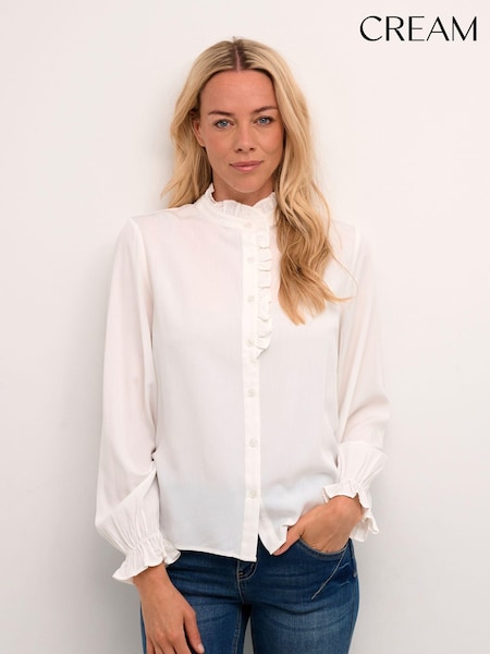 Cream Venea Frill White Shirt (437985) | £50