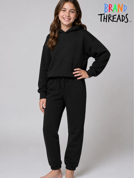 Black - Brand Threads Essentials Hoodie Tracksuit