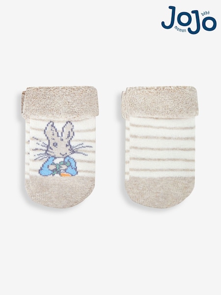 JoJo Maman Bébé Natural Stripe Peter Rabbit Baby Socks 2 Pack (438040) | £7.50