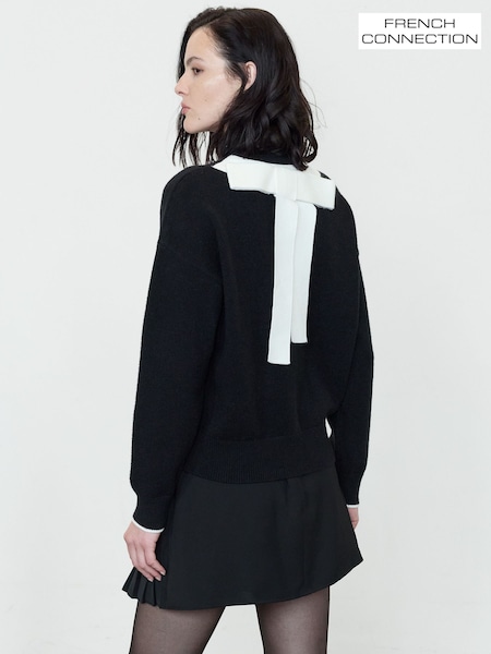 Black - French Connection Davan Bow Aplique Jumper