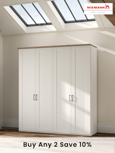 Wiemann White Truro 4 Door Wood Semi Fitted Wardrobe (438610) | £1,275