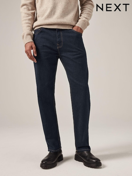 Blue Indigo Rinse Single Straight Fit Classic Stretch Jeans (438624) | £28