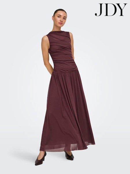 Red - Jdy Ruched Sleeveless Maxi Dress With Drop-waist