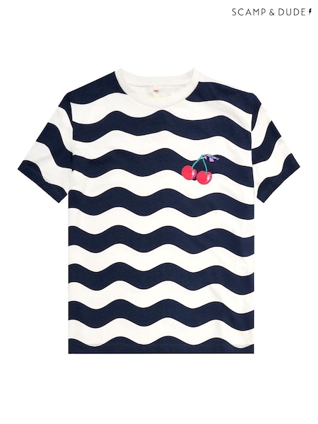 Blue/White - Scamp & Dude Wave Stripe T-shirt